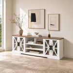 93"/236cm White TV Stand With Storage Cabinets & 36"/91cm Electric Fireplace