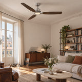 Louise Deckenventilator gebürstetes Nickel/dunkle Walnuss Ø142 cm mit 100% Massivholzblättern