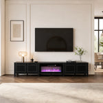 115''/292cm Living Room TV Stand with 36''/91cm Recessed Electric Fireplace