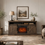 173cm/68" Farmhouse Brown TV Stand with 23" Electric Fireplace Inset