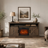 173cm/68" Farmhouse Brown TV Stand with 23" Electric Fireplace Inset