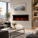 106 cm 42"/127 cm 50" JIYC Media Wall Electric Fire with 13 Flame Colors Built-In Electric Fire with Remote Control 750/1500W