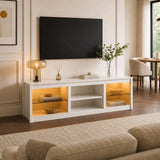 Aruna 168 cm/66" LED-TV-Ständer, passend für Fernseher bis zu 75" mit LED-Regalbeleuchtung 