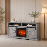 Rowan 173 cm/68" TV-Ständer im Landhausstil in Grau mit 23" elektrischem Kamineinsatz 