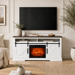 173cm/68" Farmhouse White TV Stand with 23" Electric Fireplace Inset