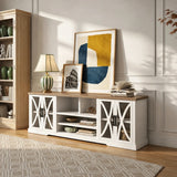 Ashford 93"/236cm weißer TV-Ständer mit Aufbewahrungsschränken & 36"/91cm Elektrokamin