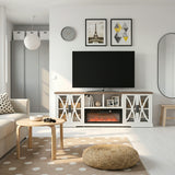 Ashford 93"/236cm weißer TV-Ständer mit Aufbewahrungsschränken & 36"/91cm Elektrokamin