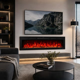 1880 mm 74" EF74R Pro wandmontierter Elektrokamin mit 13 Flammenfarben, eingebauter Elektrokamin mit Fernbedienung, 750/1500 W 