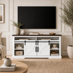 Brimley 173cm/68" Farmhouse White TV Stand with 23" Electric Fireplace Inset