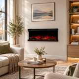 106 cm 42"/127 cm 50" JIYC Media Wall Electric Fire with 13 Flame Colors Built-In Electric Fire with Remote Control 750/1500W