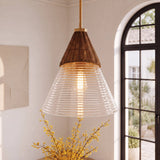 Glass Rattan Pendant Light 35 cm Diameter
