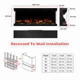 106 cm 42"/127 cm 50" JIYC Media Wall Electric Fire with 13 Flame Colors Built-In Electric Fire with Remote Control 750/1500W