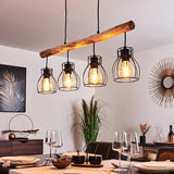 Industrial Rustic Wood & Wire Cage Ceiling Light for Dining Room Living Room