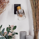 Moderne Wandlampe LETEQUE aus Messing und Schwarz mit klarem Glas für Wohnzimmer und Schlafzimmer 