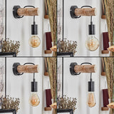 Rustikale Wandleuchte im nordischen Stil Yaak mit natürlichem Holz für Wohnzimmer und Schlafzimmer 