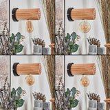 Rustikale Wandleuchte aus Naturholz mit Vintage-Glühbirne für Wohnzimmer und Schlafzimmer 