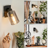 Industrieller schwarzer Wandleuchter mit Rauchglas-Schirm für Wohnzimmer und Schlafzimmer 