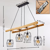 Scandinavian Rustic Wood & Geometric Wire Cage Ceiling Light for Kitchen Dining Room