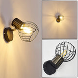 Industrielle Schwarz-Gold Bacau Wandleuchte mit Käfigschirm für Wohnzimmer und Schlafzimmer 