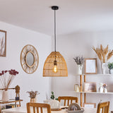 Boho Rattan Geflochtene Glockenförmige Pendelleuchte für Esszimmer und Wohnbereich 