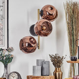 Industrielle 3-flammige Wandleuchte mit Kupfer-Glasglobus und goldenen & schwarzen Akzenten für Wohnzimmer und Schlafzimmer 