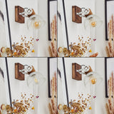 Industrielle rustikale Wandlampe aus Holz und Metallgitter mit verstellbarem Kopf für Wohnzimmer und Schlafzimmer 