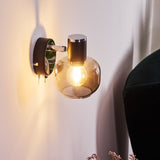 Moderne LEXINGTON Wandleuchte in Chrom und Schwarz mit Rauchglas für Wohnzimmer und Schlafzimmer 