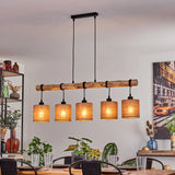 Scandinavian Rustic Wood and Geometric Wire Cage Ceiling Light for Kitchen Dining Room