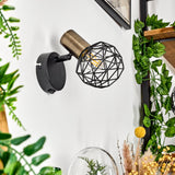 Industrielle geometrische Palmira Wandleuchte mit Messing- und schwarzem Metallrahmen für Wohnzimmer und Schlafzimmer 