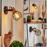 Industrielle Wandlampe aus Holz und Metall mit verstellbarem Kopf für Wohnzimmer und Schlafzimmer 