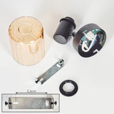 Industrieller Stil Aggebo schwarze Wandleuchte mit geripptem bernsteinfarbenem Glas für Wohnzimmer und Schlafzimmer 