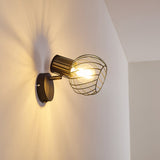 Industrielle Schwarz-Gold Bacau Wandleuchte mit Käfigschirm für Wohnzimmer und Schlafzimmer 