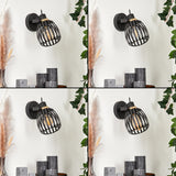 Industrielle Wandleuchte mit schwarzem Käfigschirm und goldenen Akzenten für Wohnzimmer und Schlafzimmer 