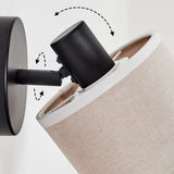 Moderne Wandleuchte mit Leinen-Lampenschirm in Schwarz für Wohnzimmer und Schlafzimmer 