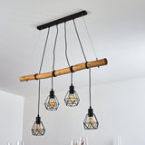 Industrial Geometric Wire and Rustic Wood Ceiling Light for Dining Room Living Room