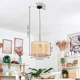 Boho Rattan Geflochtene Zylinder-Pendelleuchte für Esszimmer und Wohnbereich 