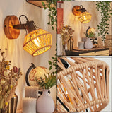 Boho Seil- & Holz-Wandleuchte mit verstellbarem Kopf für Wohnzimmer und Schlafzimmer 