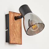Skandinavische rustikale Wandspotleuchte aus Holz und Metall für Wohnzimmer und Schlafzimmer 