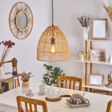 Boho Rattan Geflochtene Glockenförmige Pendelleuchte für Esszimmer und Wohnbereich 