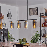 Industrial Vintage Glass Pendant Light with Brass Accents for Dining Room Living Room