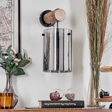 Rustikale industrielle Parane Wandleuchte mit Naturholz und Rauchglas für Wohnzimmer und Schlafzimmer 