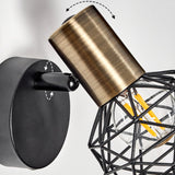 Industrielle geometrische Palmira Wandleuchte mit Messing- und schwarzem Metallrahmen für Wohnzimmer und Schlafzimmer 