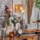 Skandinavische Bambus-Wandleuchte mit verstellbarem Kopf für Wohnzimmer und Schlafzimmer 
