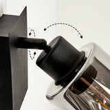 Industrieller schwarzer Wandleuchter mit Rauchglas-Schirm für Wohnzimmer und Schlafzimmer 