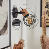 Industrielle Wandlampe aus Holz und Metall mit verstellbarem Kopf für Wohnzimmer und Schlafzimmer 