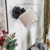 Moderne Wandleuchte mit Leinen-Lampenschirm in Schwarz für Wohnzimmer und Schlafzimmer 