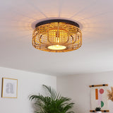 Natural Bohemian Rattan Ceiling Light for Bedroom Living Room