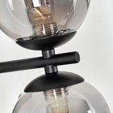 Moderne schwarze Remaisnil-Wandleuchte mit zwei Glaskugeln und Rauchglas für Wohnzimmer und Schlafzimmer 