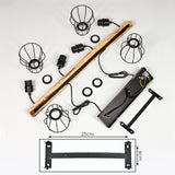 Industrial Rustic Wood & Wire Cage Ceiling Light for Dining Room Living Room