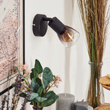 Industrieller moderner Medelim Wandleuchter mit klarem und rauchfarbenem Glas für Wohnzimmer und Schlafzimmer 